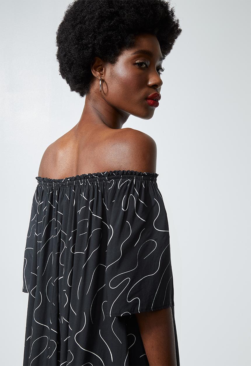 Superbalist - Off the shoulder midi with tier - black