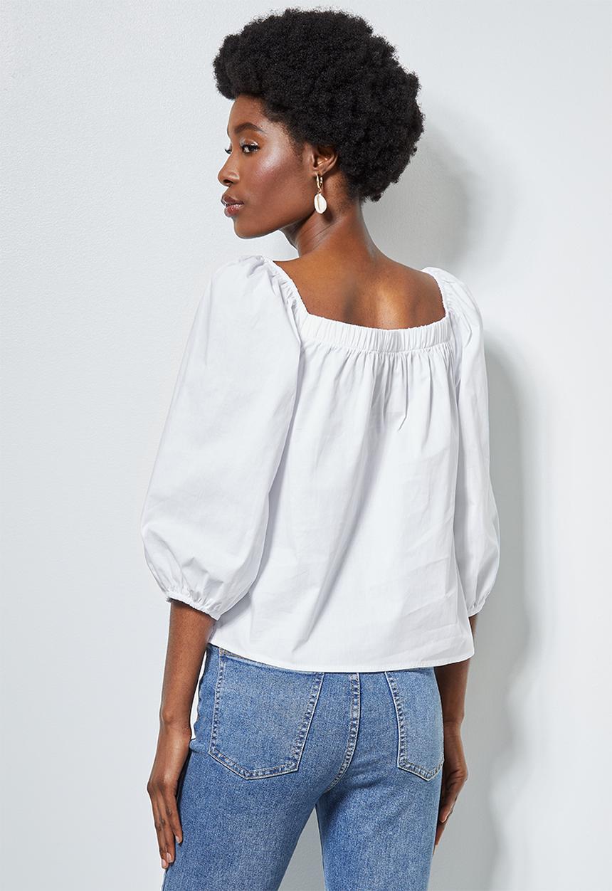 Superbalist - Poplin squareneck shell - white