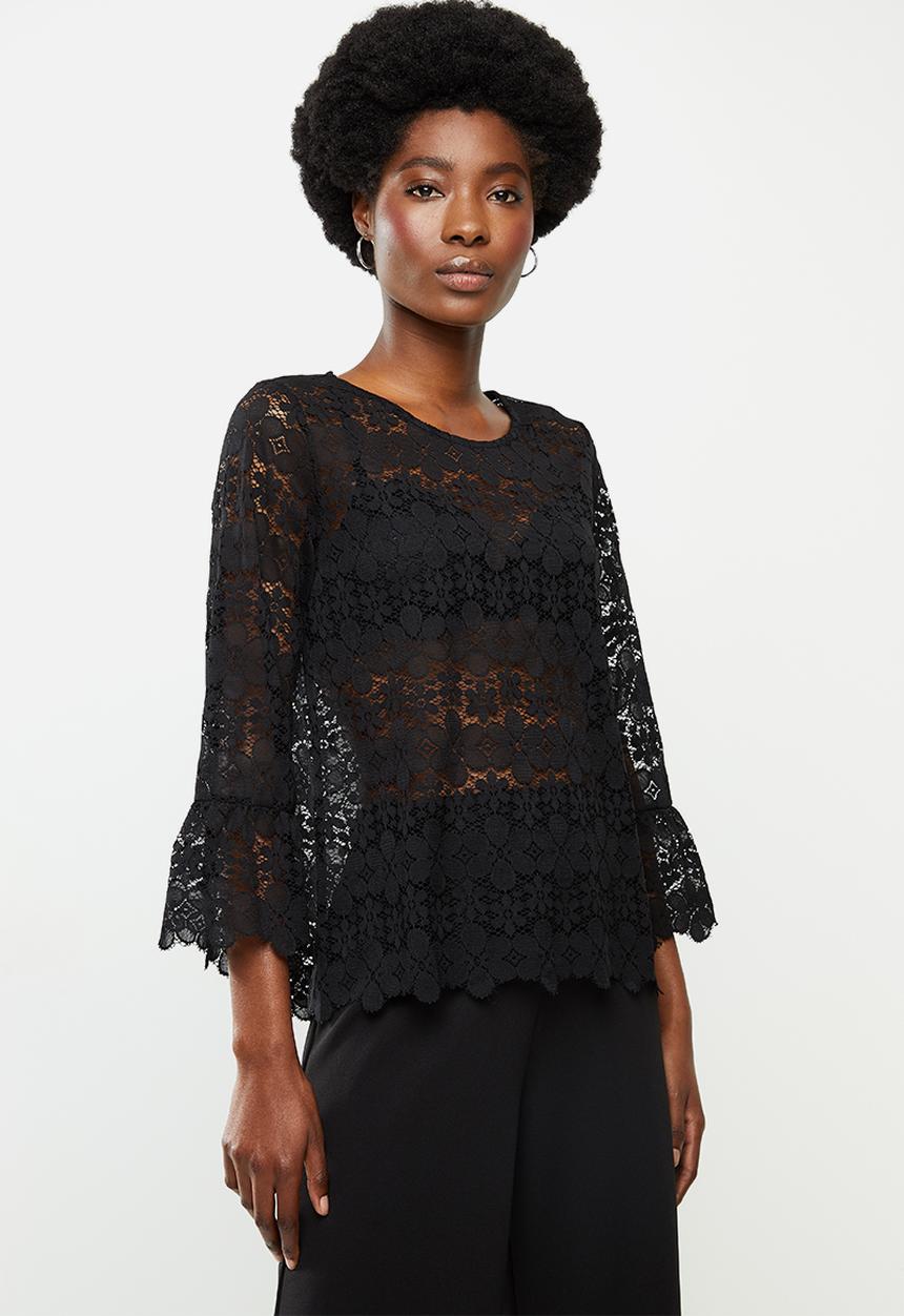 Jacqueline de Yong - New blond lace blouse - black