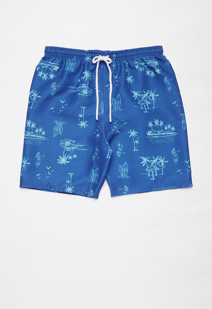 Rebel Republic - Tween boys printed board shorts - blue