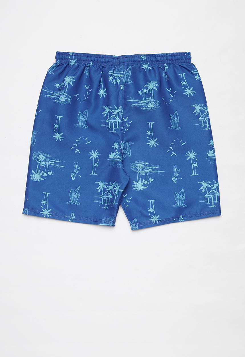 Rebel Republic - Tween boys printed board shorts - blue