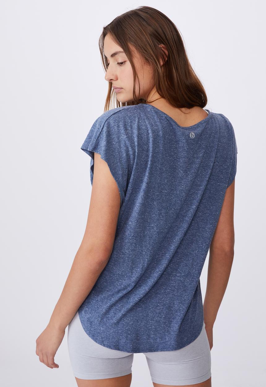 Cotton On - Active scoop hem tshirt - steel blue marle