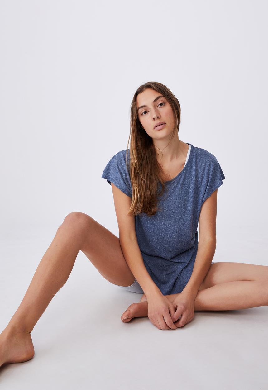 Cotton On - Active scoop hem tshirt - steel blue marle