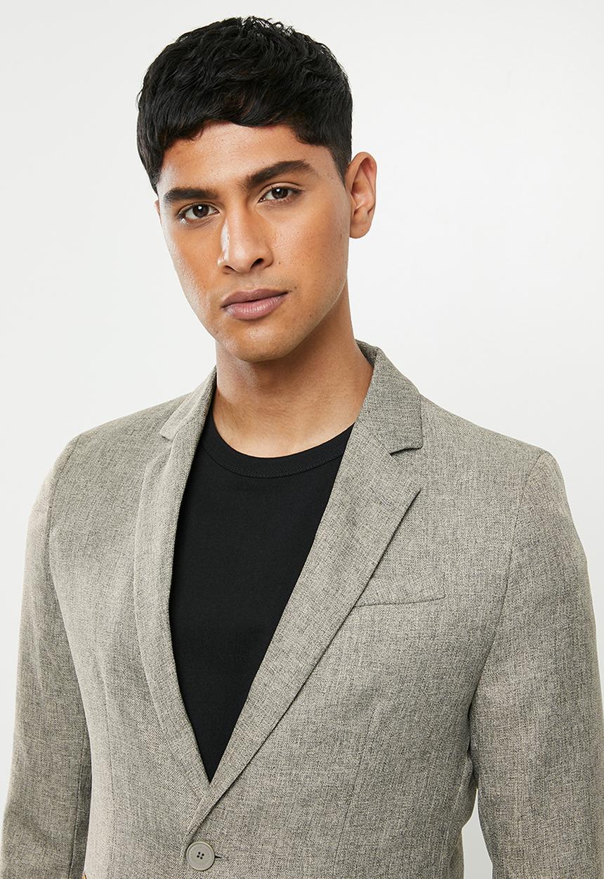 Jonathan D - Two button single breasted blazer with notched lapel - stone