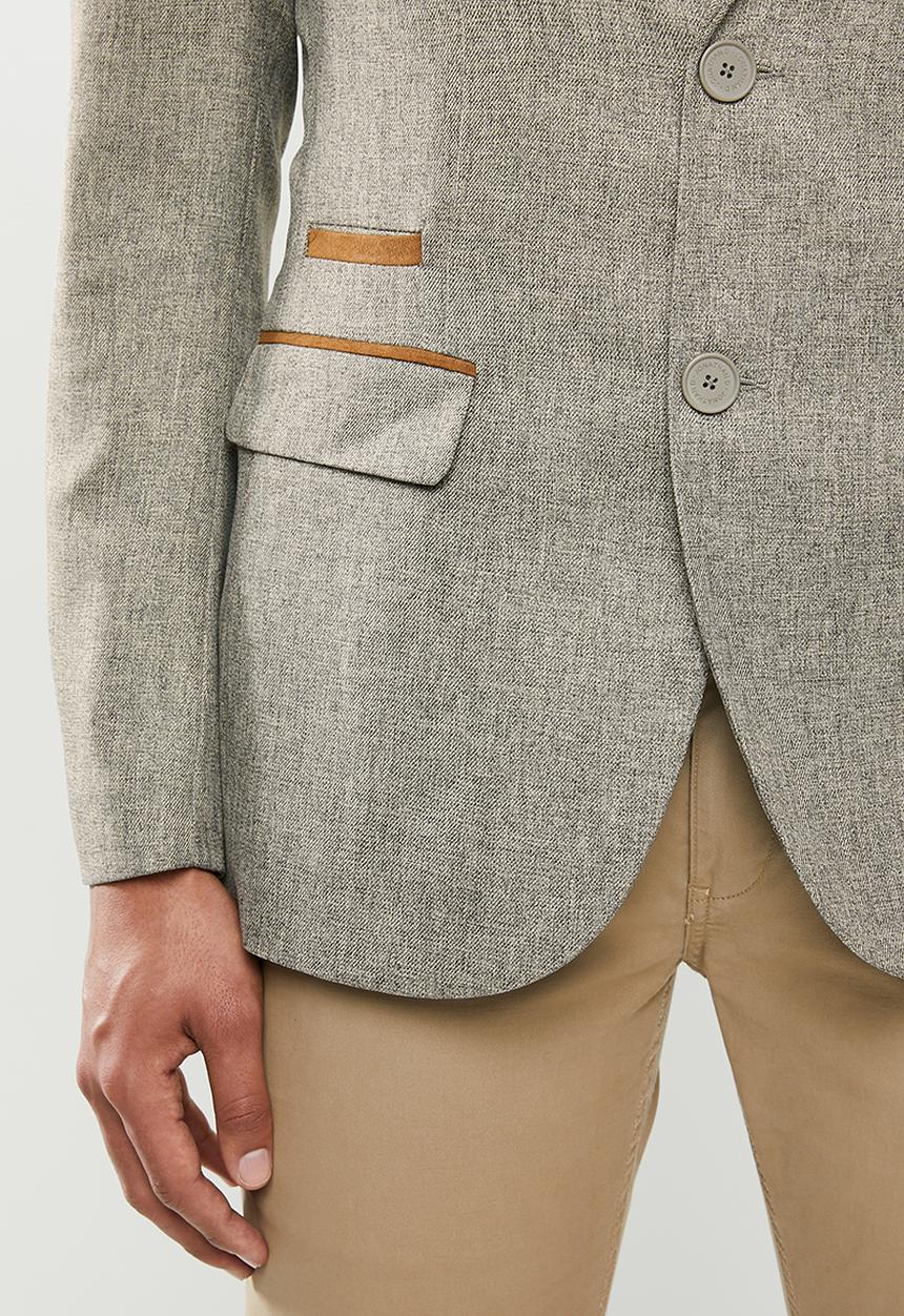 Jonathan D - Two button single breasted blazer with notched lapel - stone