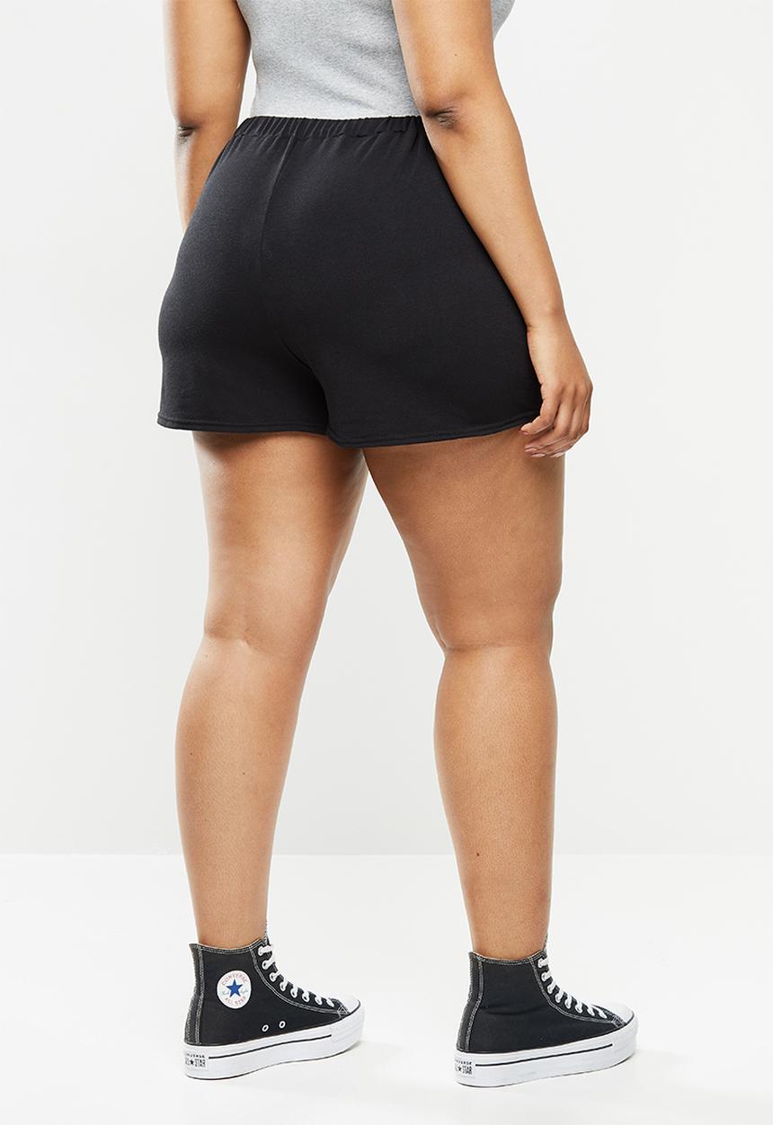 Missguided - Plus size tie front jogger short - black