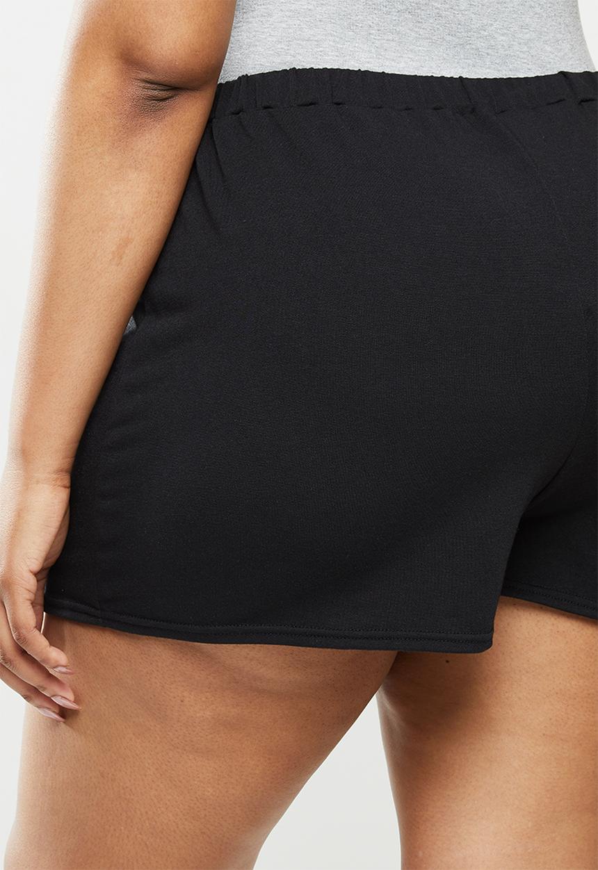 Missguided - Plus size tie front jogger short - black