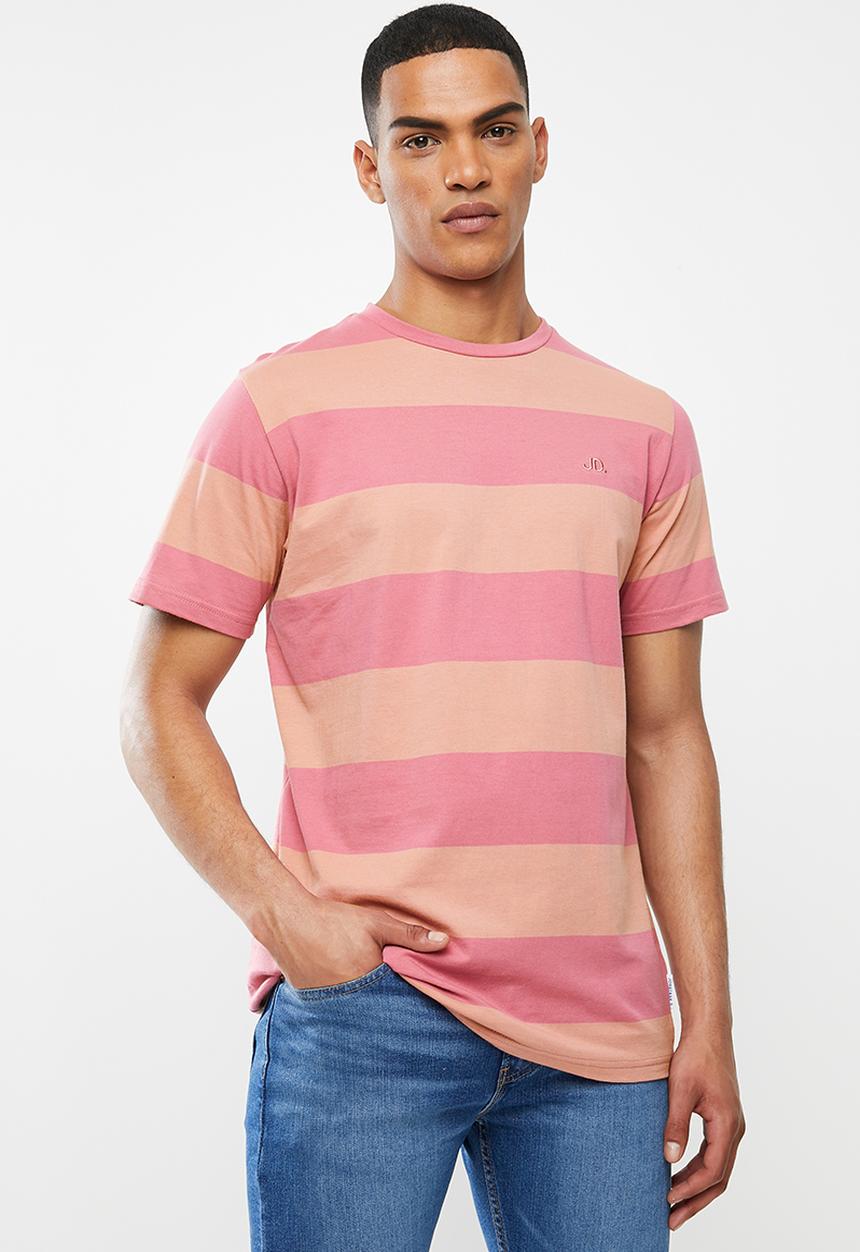 Jonathan D - Short sleeve stripe crew neck tee - pink