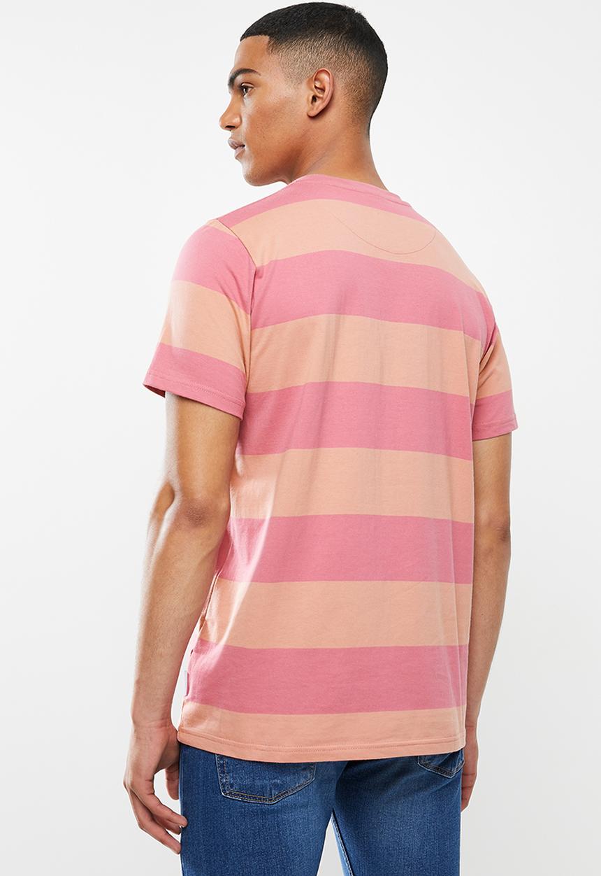 Jonathan D - Short sleeve stripe crew neck tee - pink