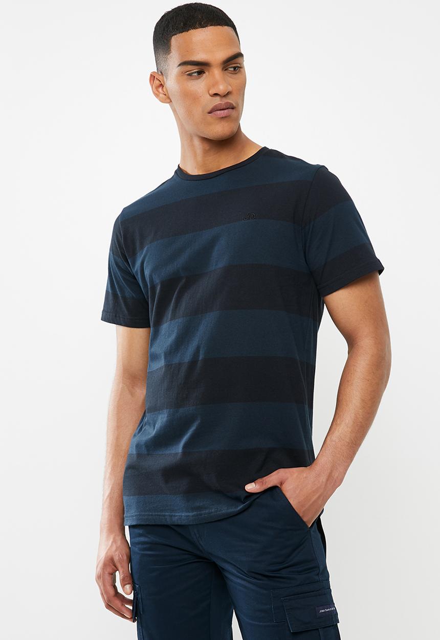Jonathan D - Short sleeve stripe crew neck tee - navy