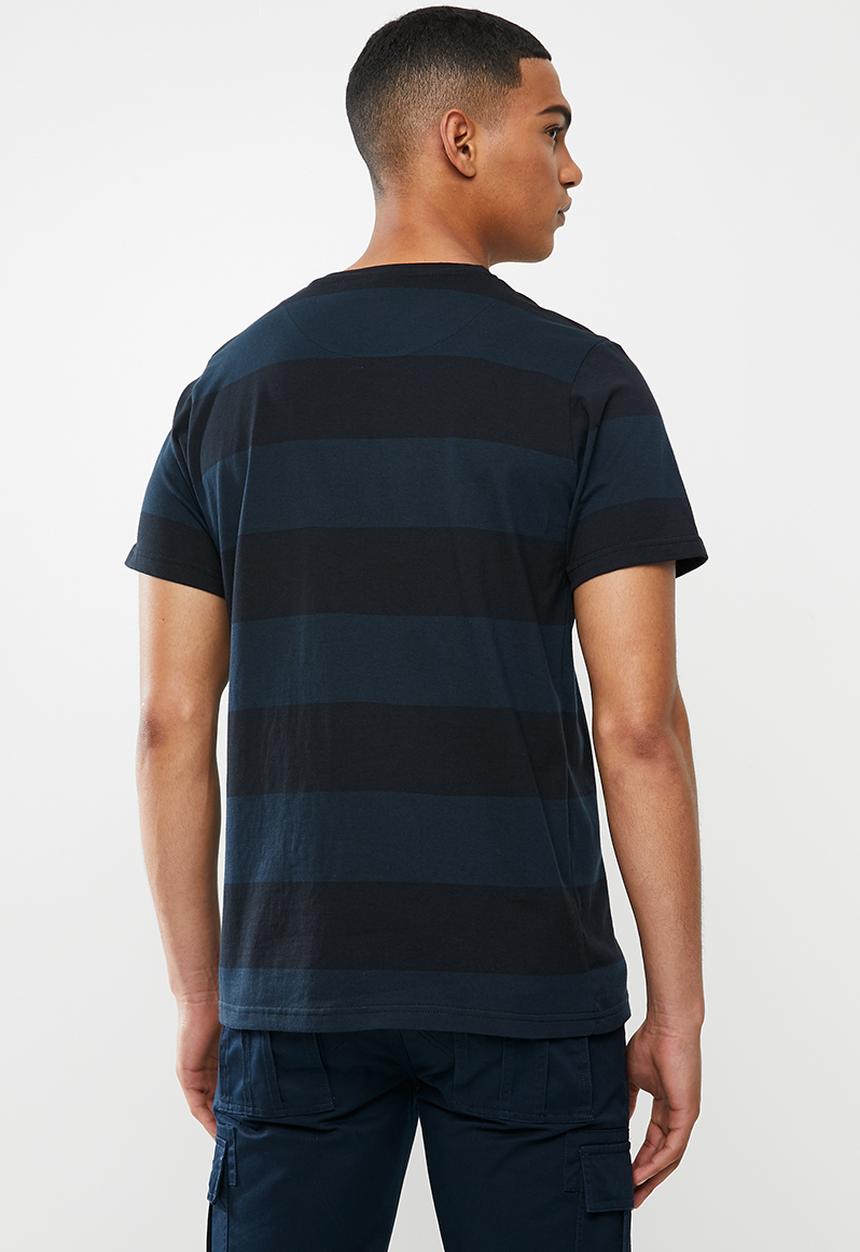 Jonathan D - Short sleeve stripe crew neck tee - navy