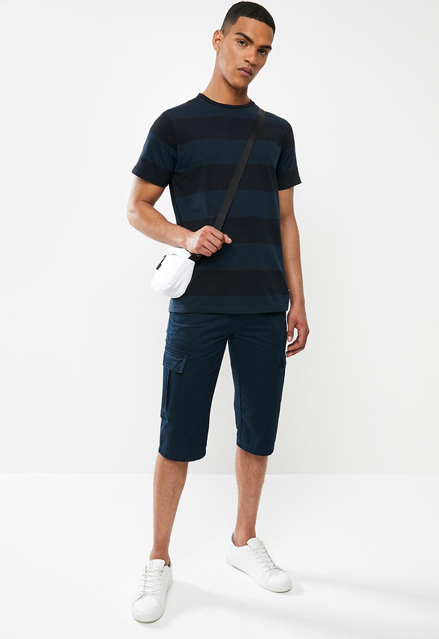 Jonathan D - Short sleeve stripe crew neck tee - navy