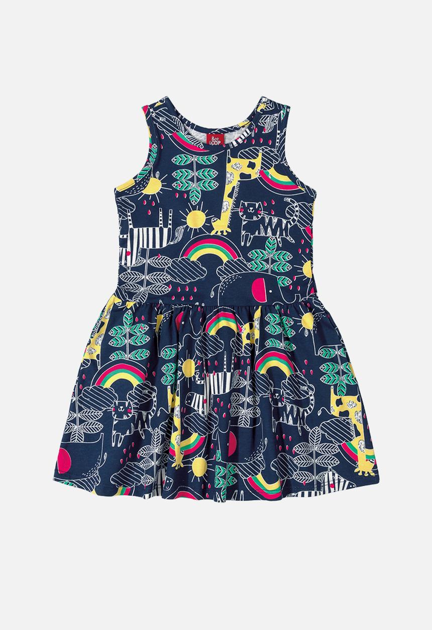 Bee Loop - Girls rainbow dress - navy