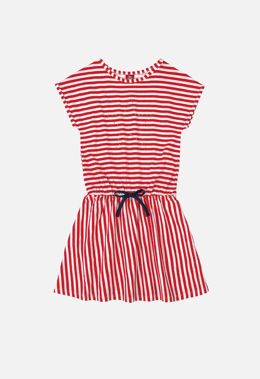 Bee Loop - Girls stripe dress - red & white