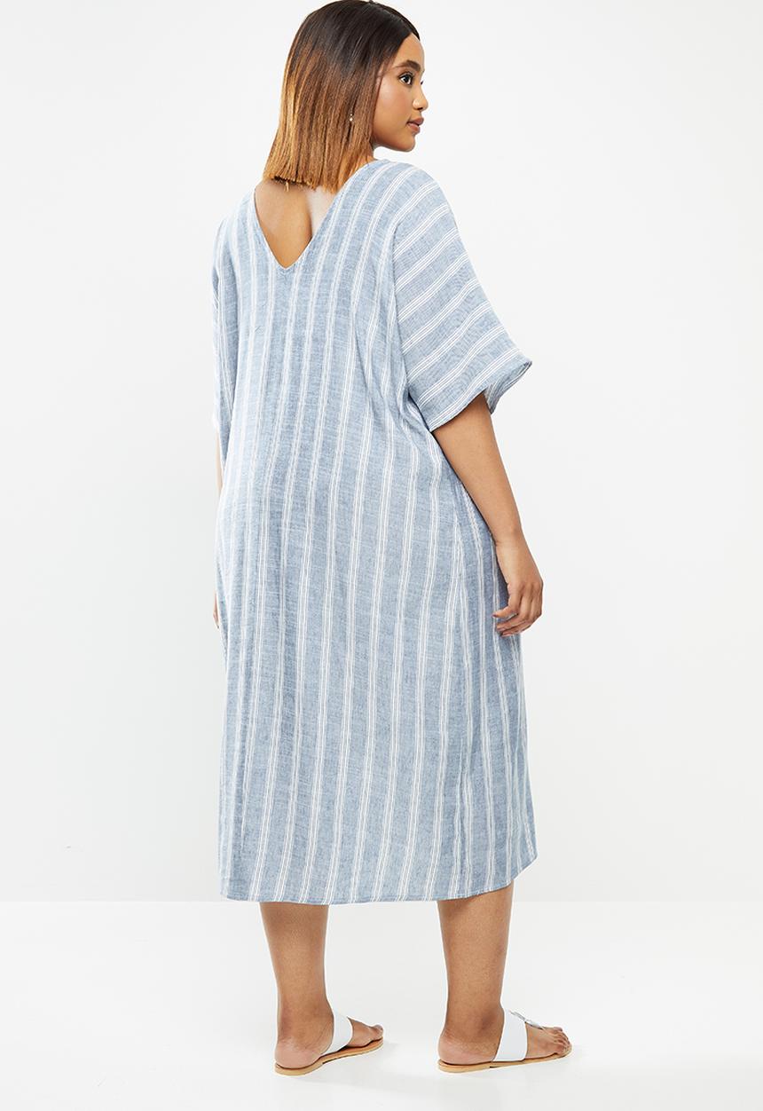 edit Plus - Midi tunic dress - blue & white