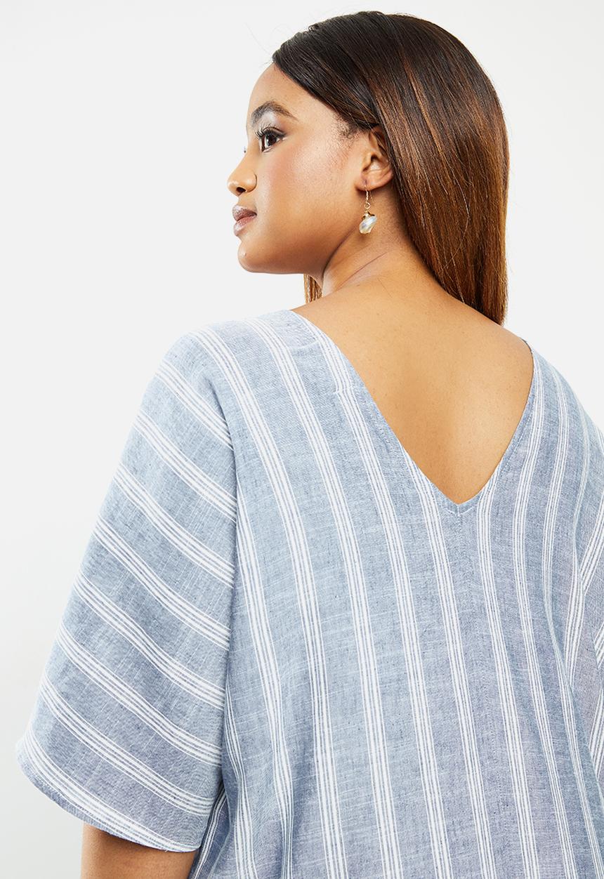 edit Plus - Midi tunic dress - blue & white