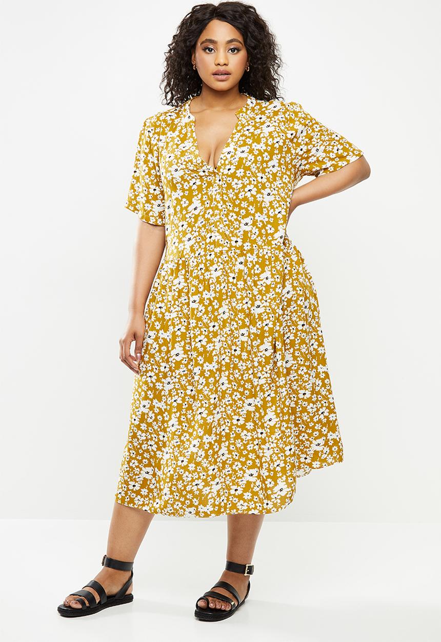 Blake - Midi tiered dress with short sleeves - multi