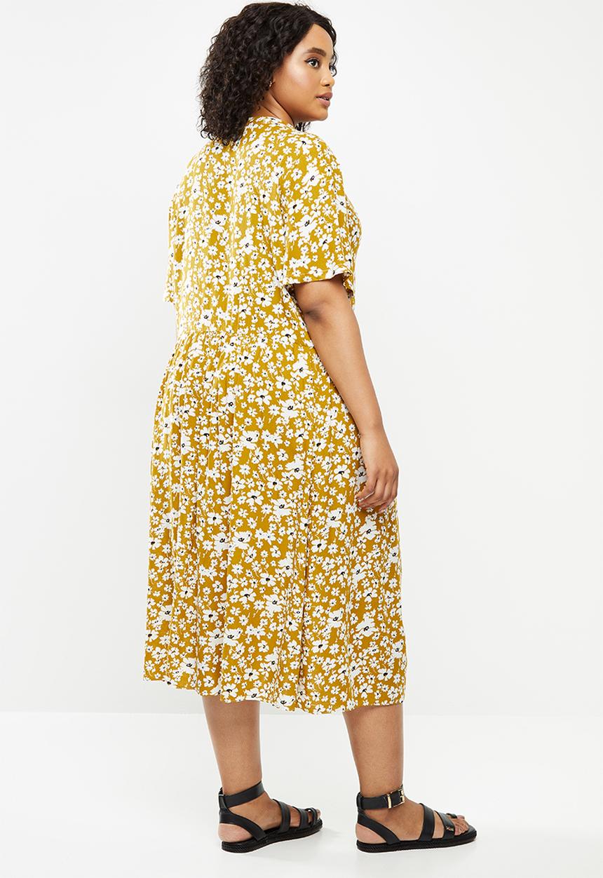 Blake - Midi tiered dress with short sleeves - multi
