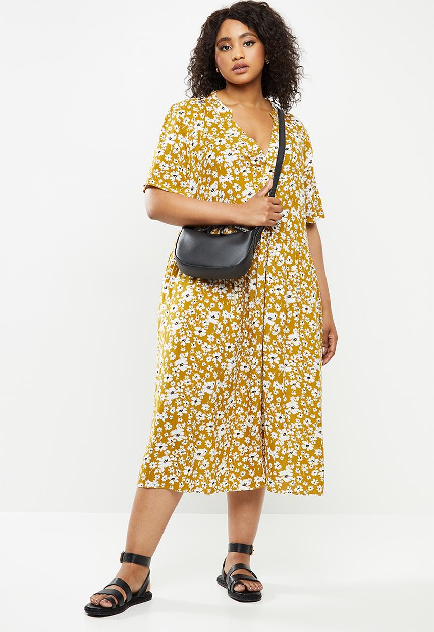 Blake - Midi tiered dress with short sleeves - multi