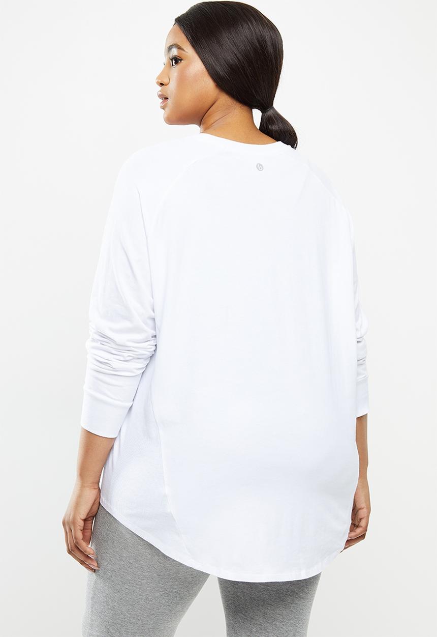 Cotton On - Curve active rib long sleeve top - white
