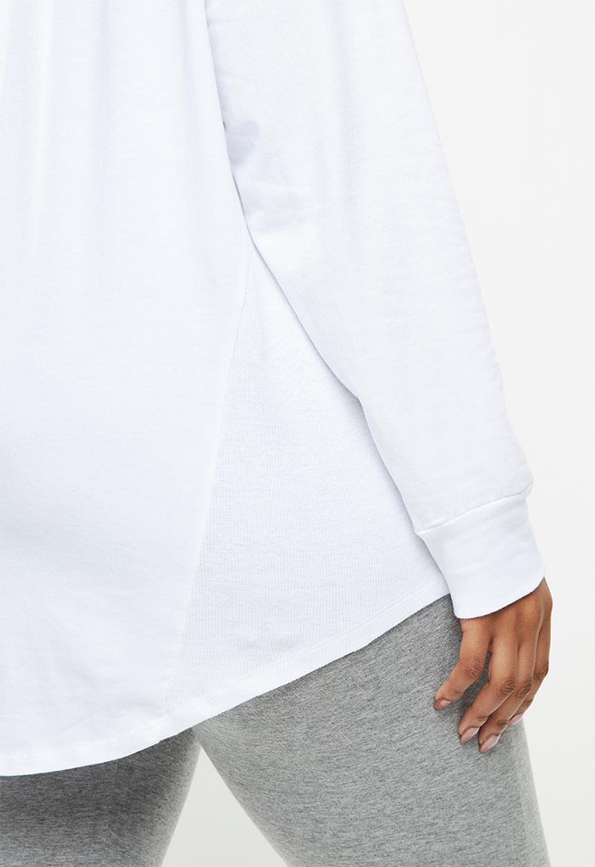Cotton On - Curve active rib long sleeve top - white