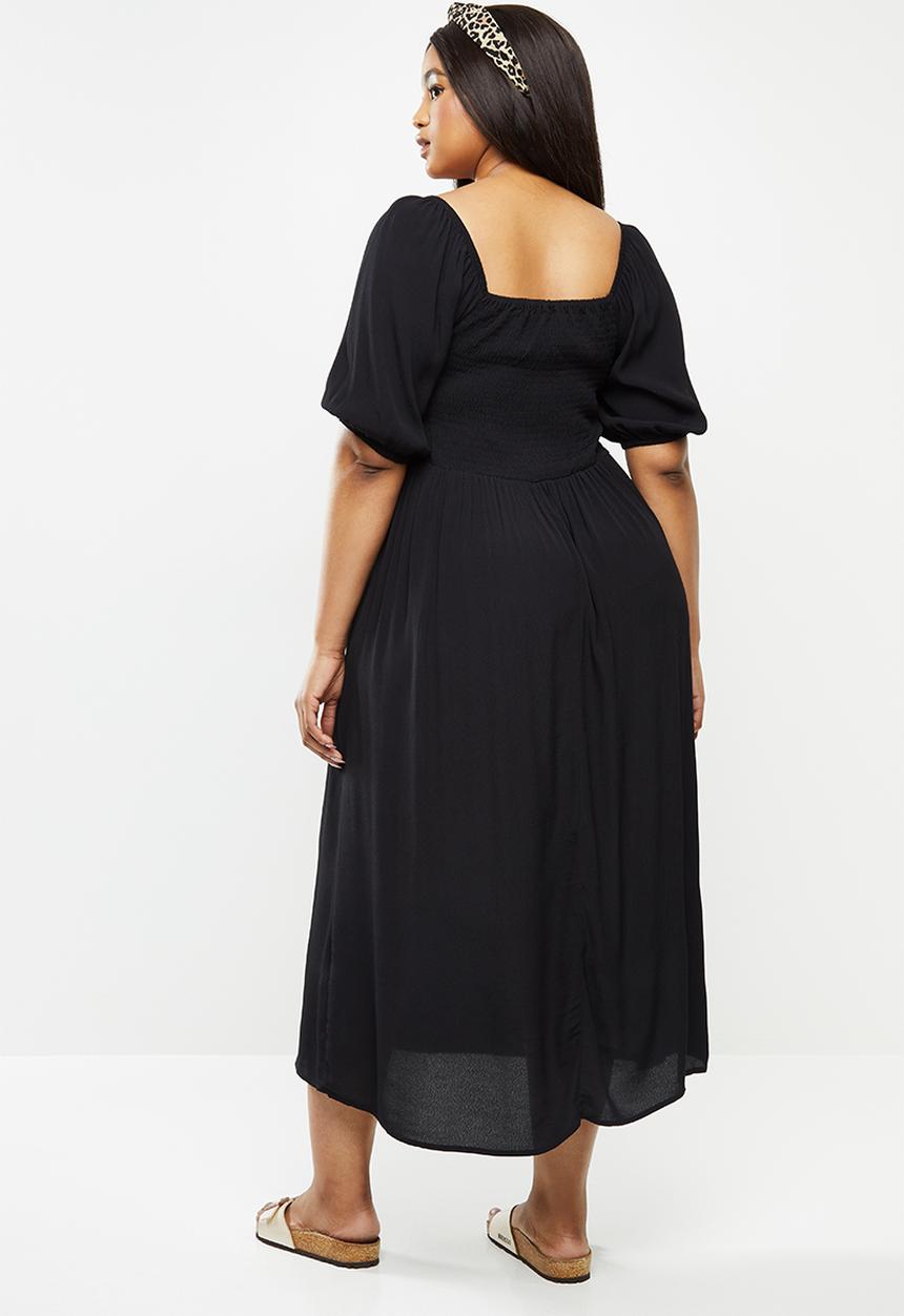 Cotton On - Curve woven sienna midi dress - black