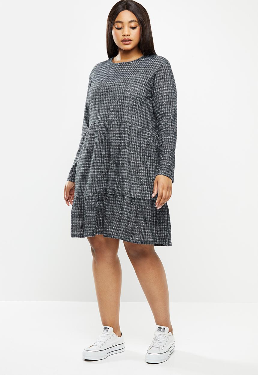 Cotton On - Curve baby doll dress - celia check black