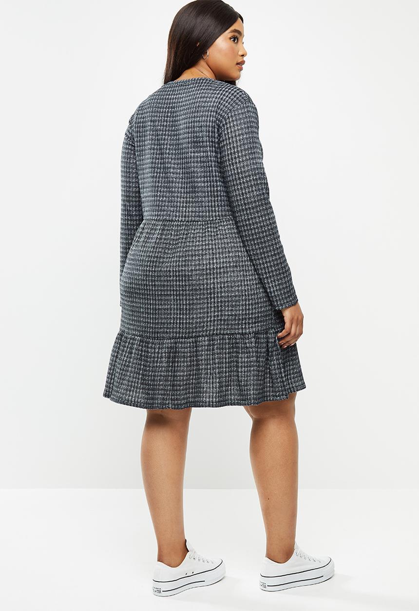 Cotton On - Curve baby doll dress - celia check black