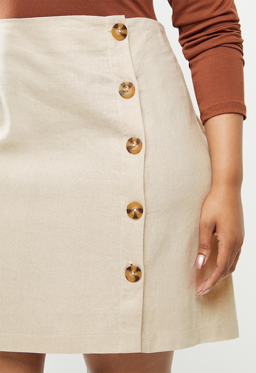 Blake - Button down aline mini skirt - neutral