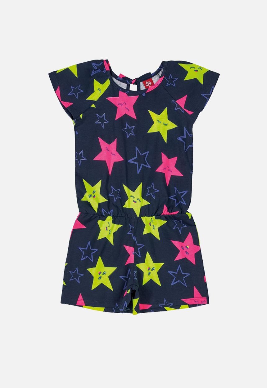 Bee Loop - Girls star playsuit - navy