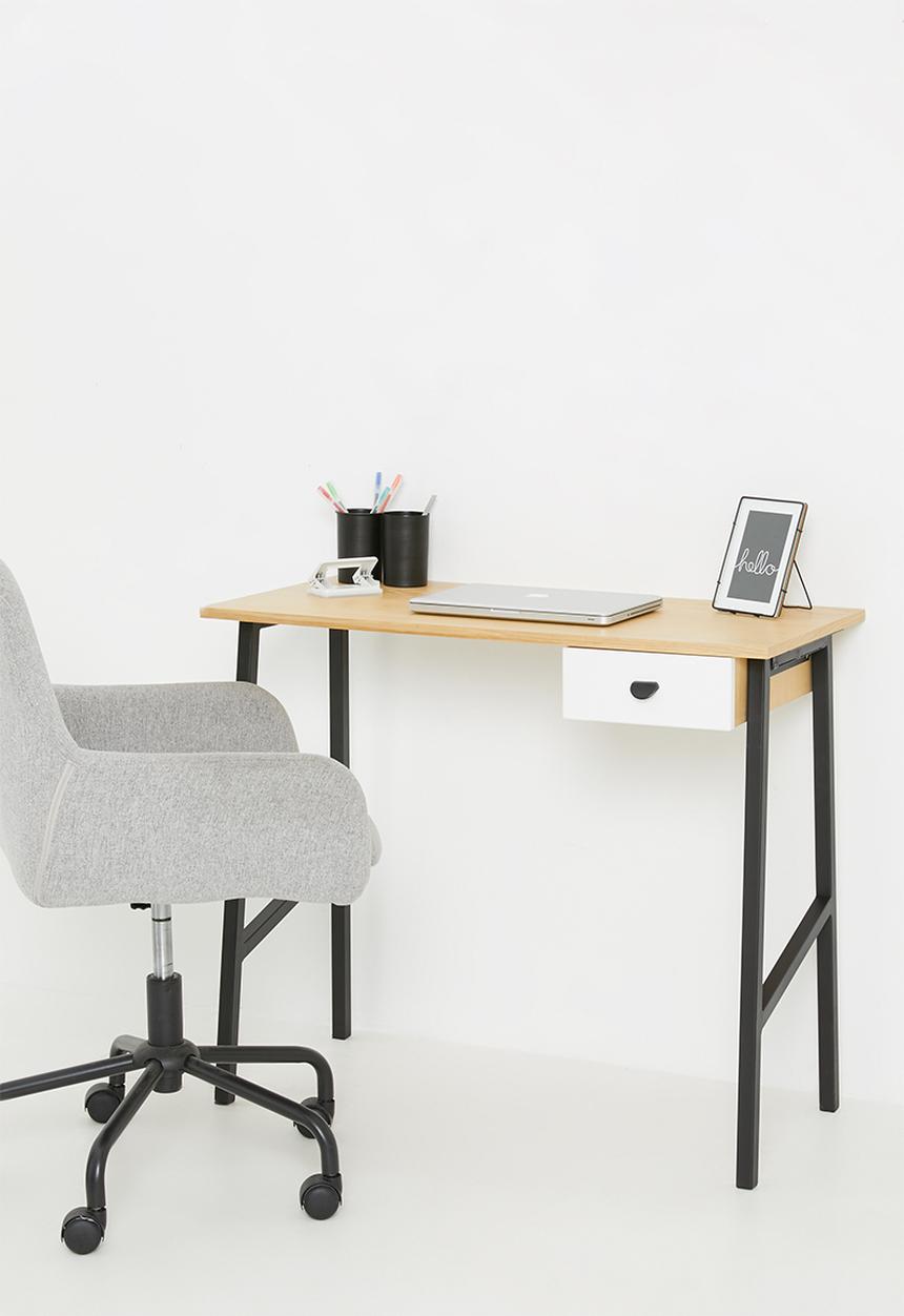 Sixth Floor - Cuba desk in oak veneer - black & neutral 