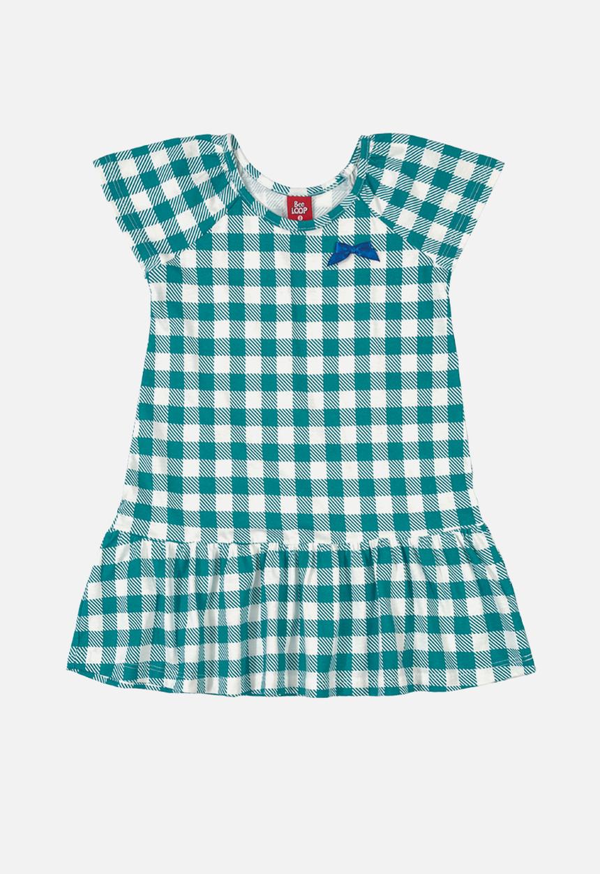 Bee Loop - Girls check dress - blue & white 