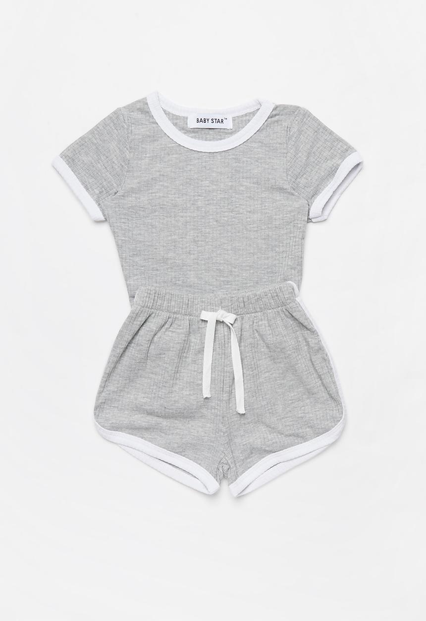 Baby Star - 2 piece ribbed set - grey