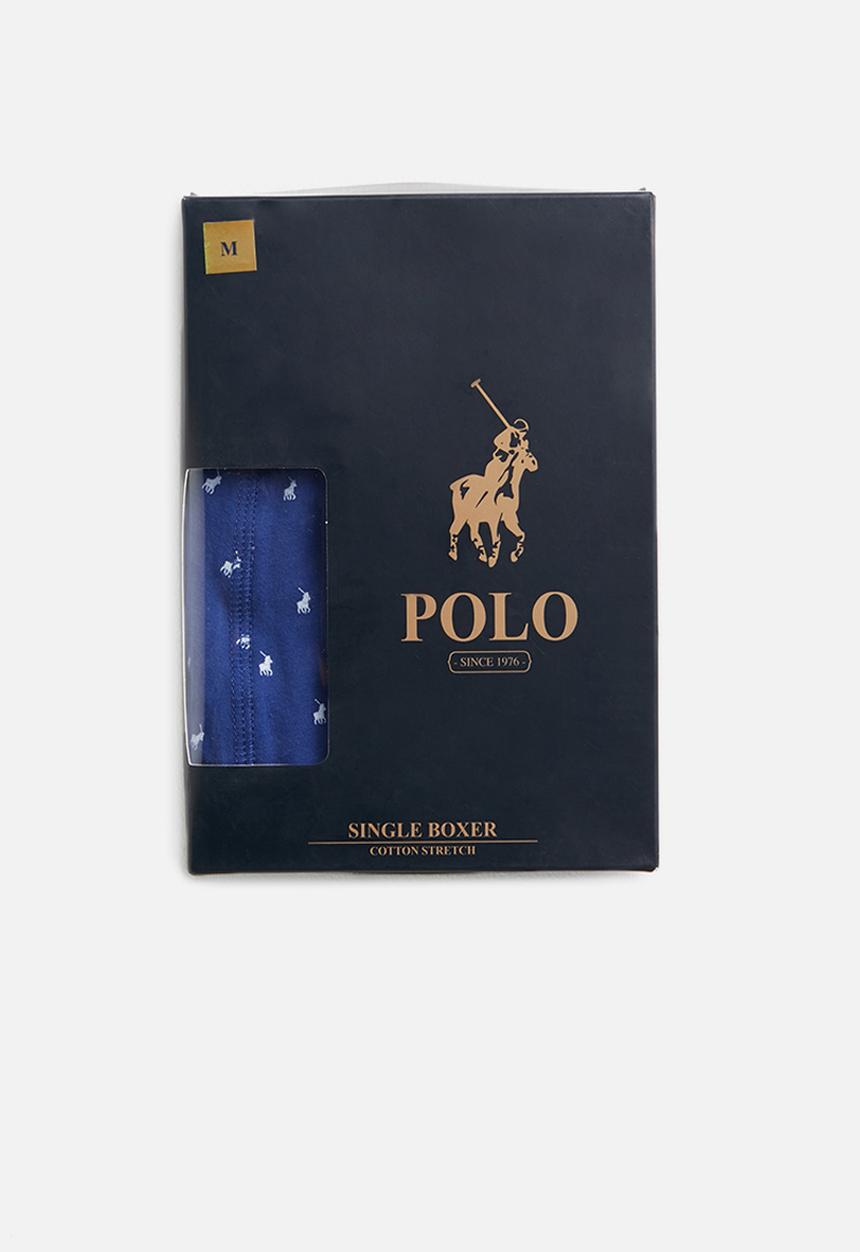 POLO - Reid all over print knit boxer - blue
