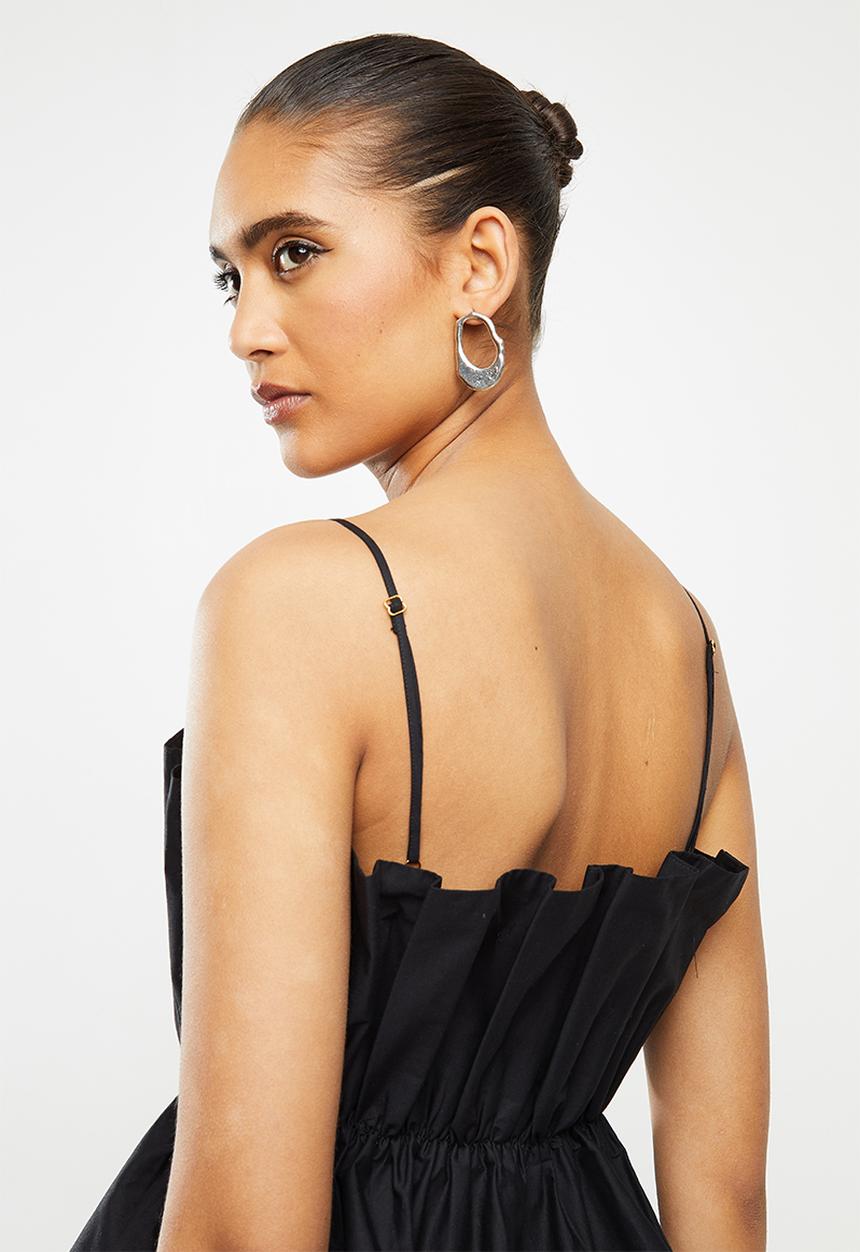 VELVET - Pleated crop top - black