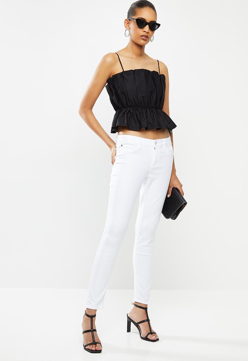 VELVET - Pleated crop top - black