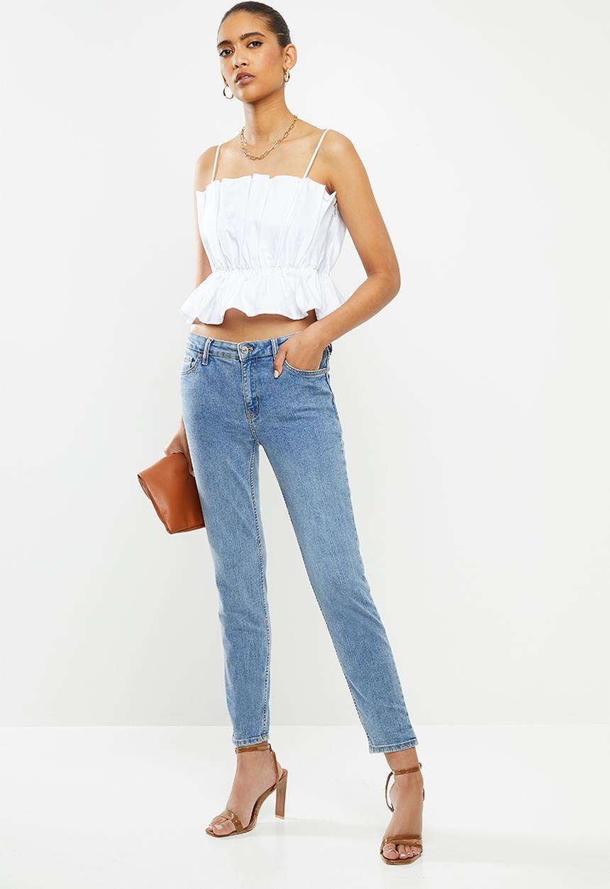 VELVET - Pleated crop top - white