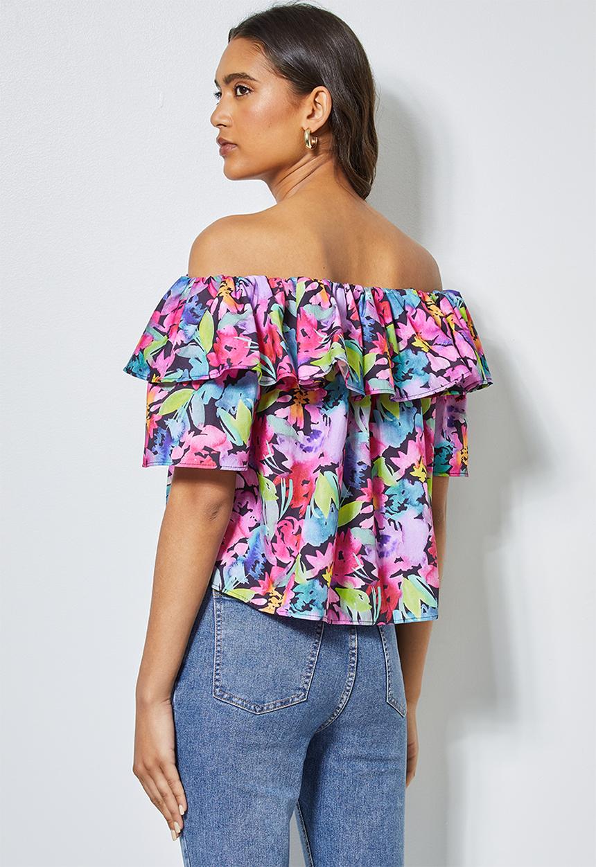 Superbalist - Double frill off the shoulder blouse - multi 