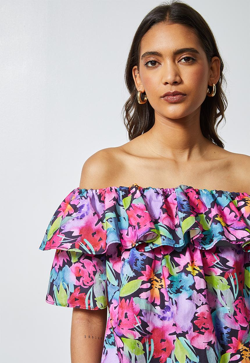 Superbalist - Double frill off the shoulder blouse - multi 