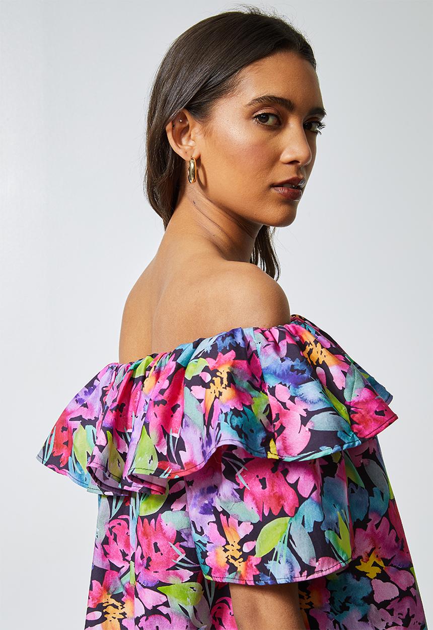 Superbalist - Double frill off the shoulder blouse - multi 