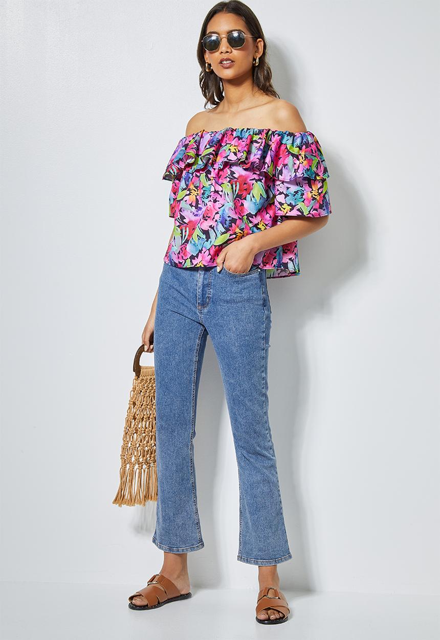 Superbalist - Double frill off the shoulder blouse - multi 