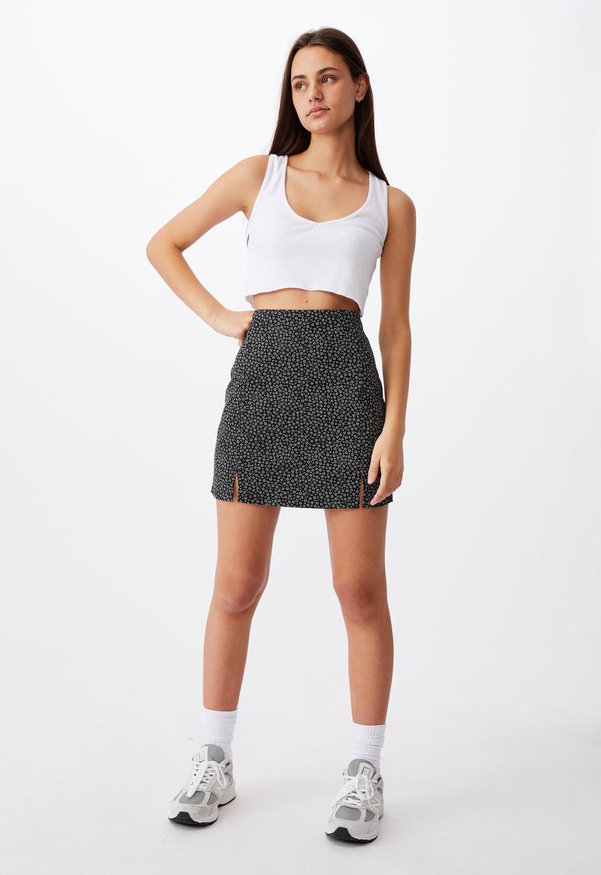 Factorie - Double split mini skirt - gracie floral black