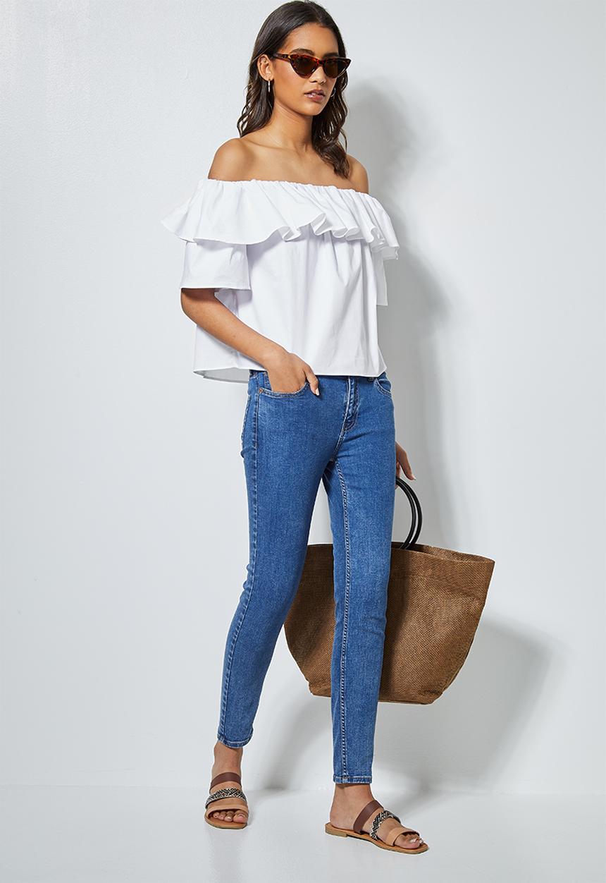 Superbalist - Double frill off the shoulder blouse - white