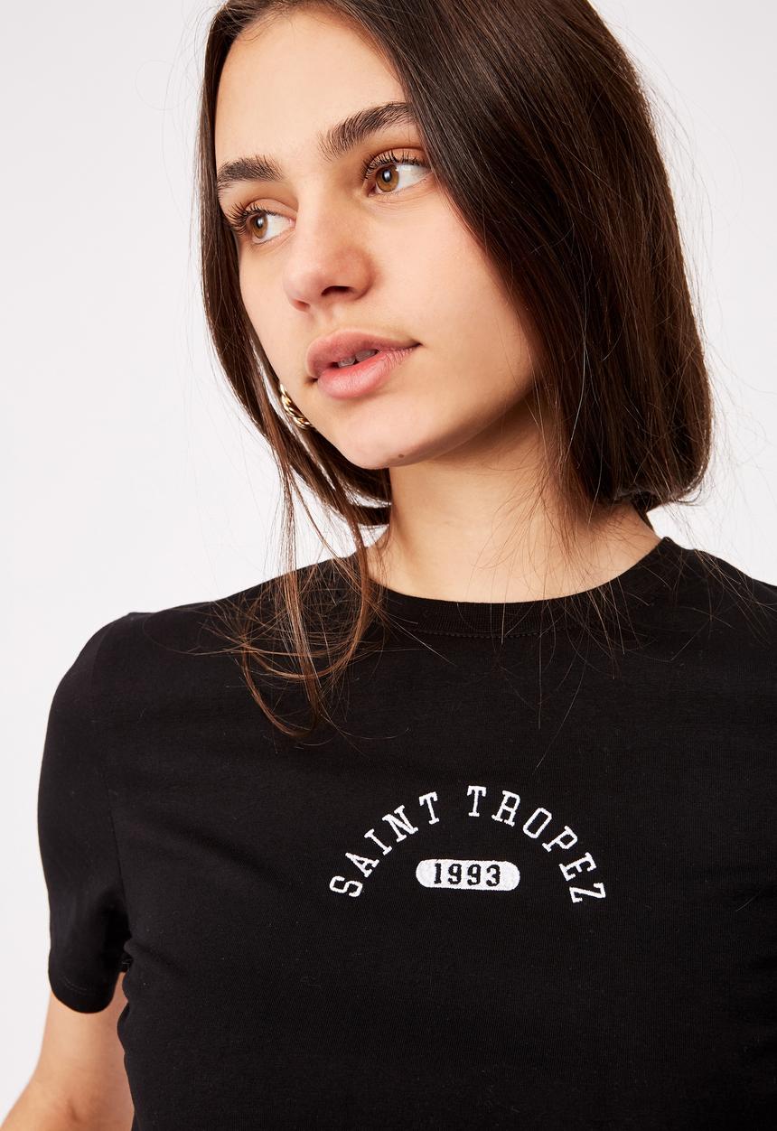 Factorie - Fitted graphic T-shirt - black
