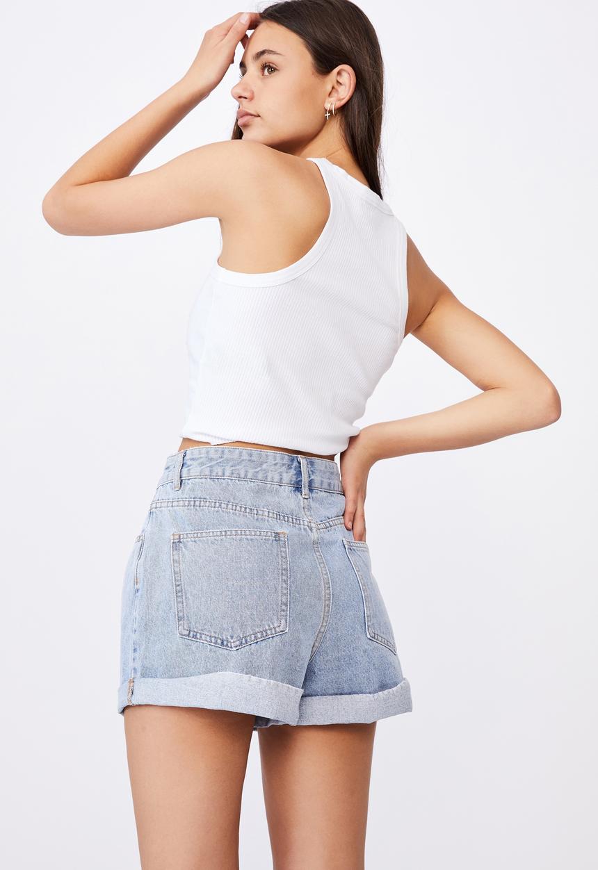 Factorie - High rise denim shorts - blue