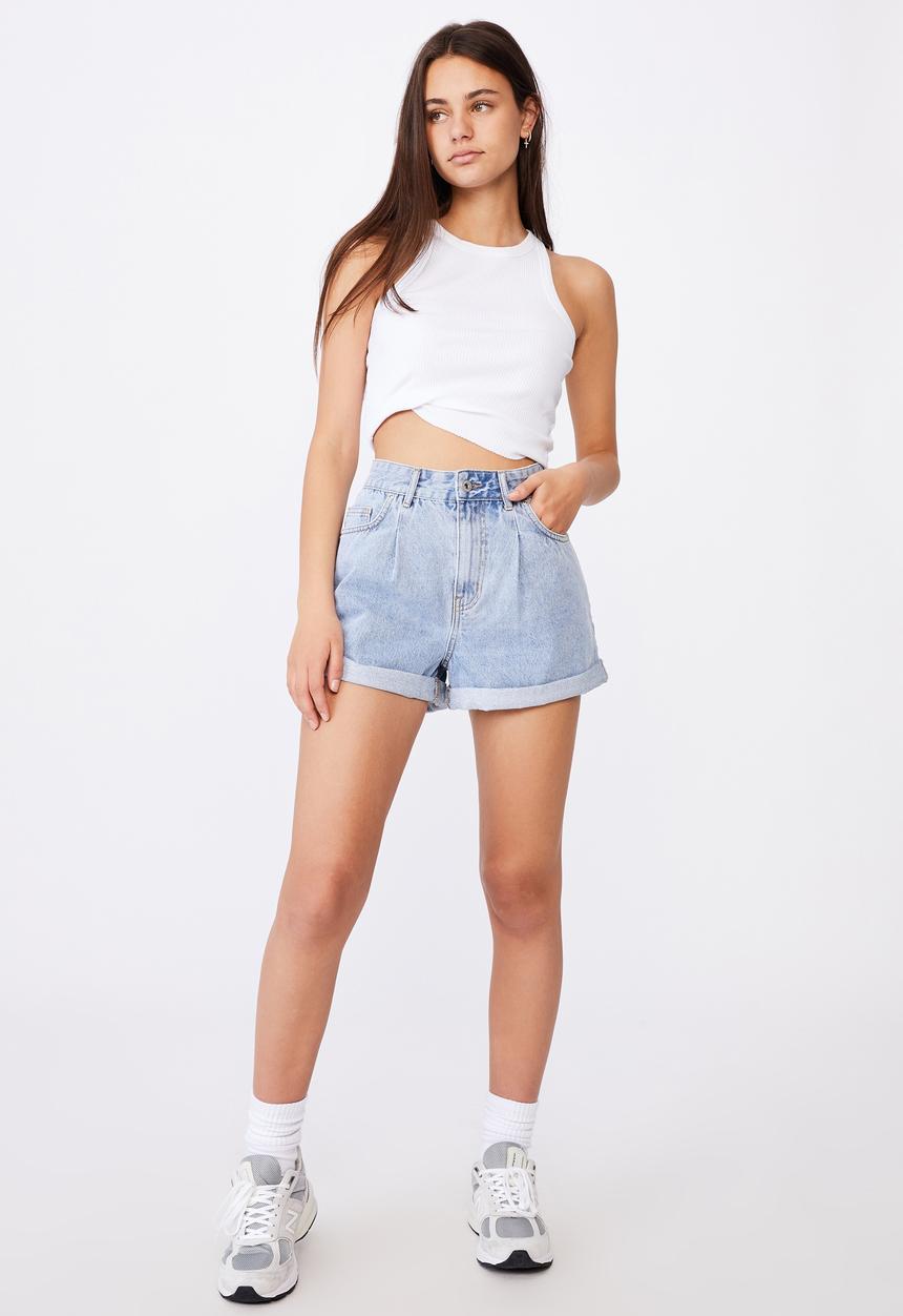 Factorie - High rise denim shorts - blue