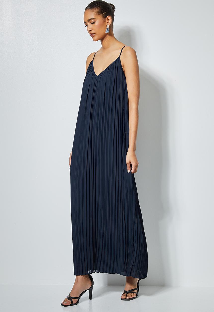 Superbalist - V-neck strappy pleated maxi dress - deep teal