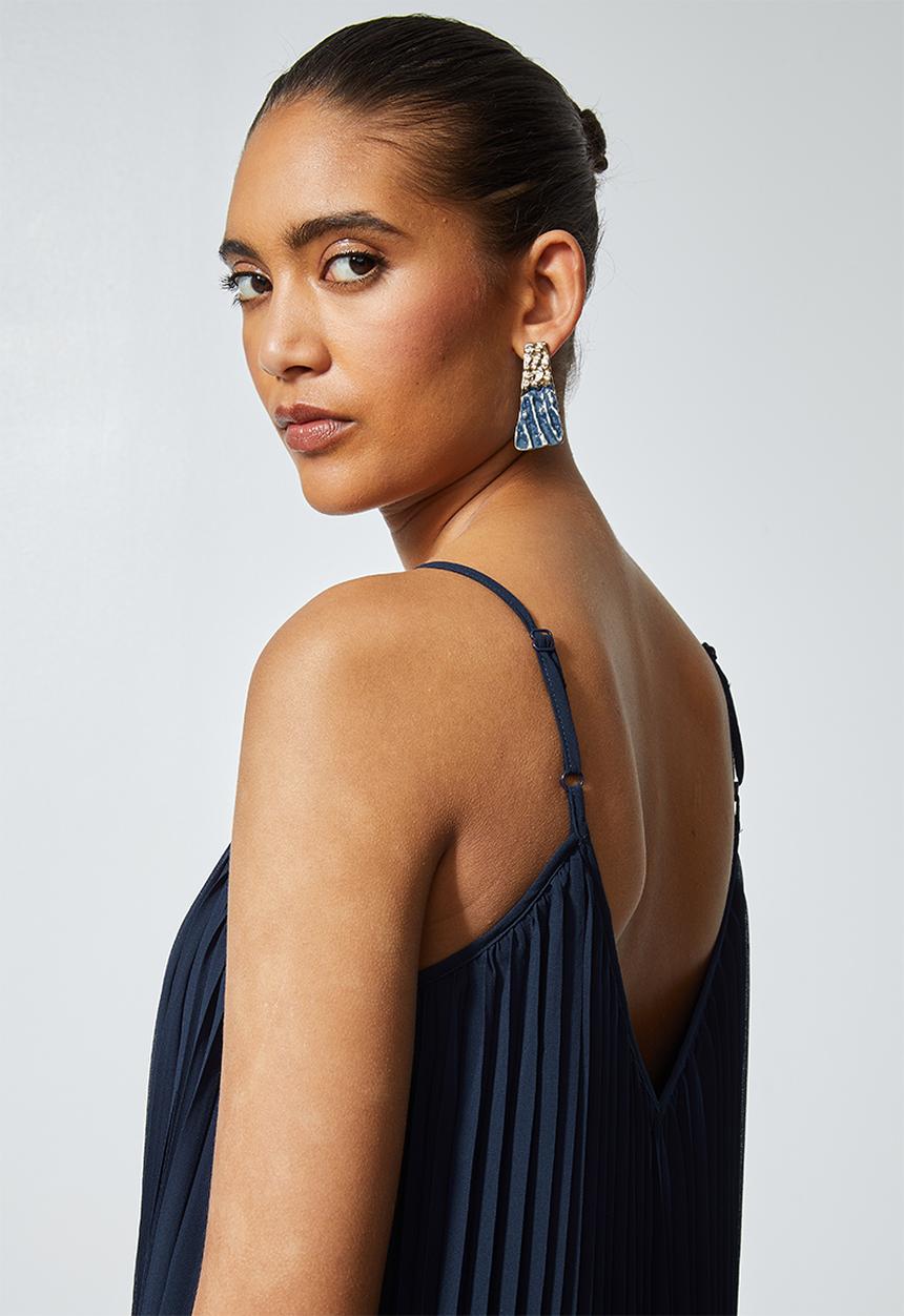 Superbalist - V-neck strappy pleated maxi dress - deep teal