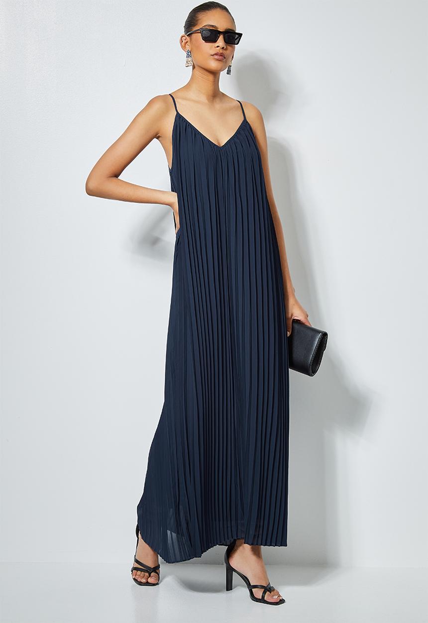 Superbalist - V-neck strappy pleated maxi dress - deep teal