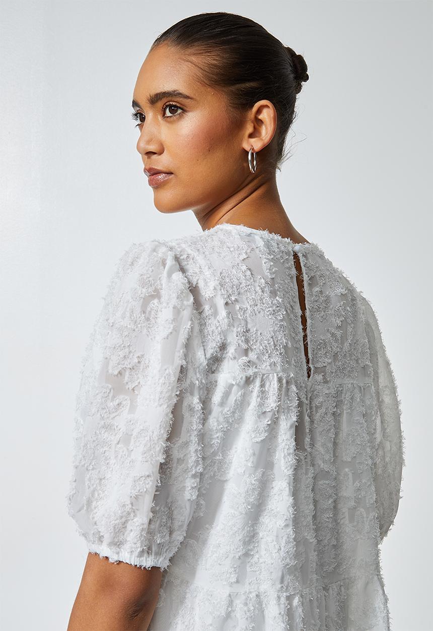 Superbalist - Textured fabric babydoll tiered dress  - milk